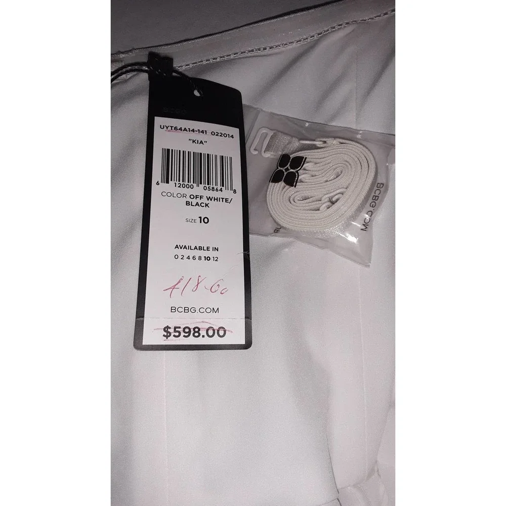 NWT BCBGMaxAzria Sz 10 KIA Black & White Maxi Dress - Picture 9 of 11
